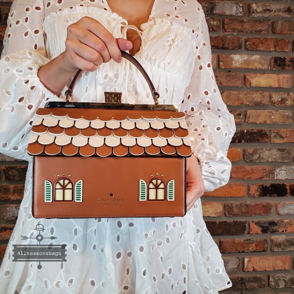 NWT AUTHENTIC Kate Spade Holiday Gingerbread House Novelty Crossbody Handbag - Picture 3 of 10